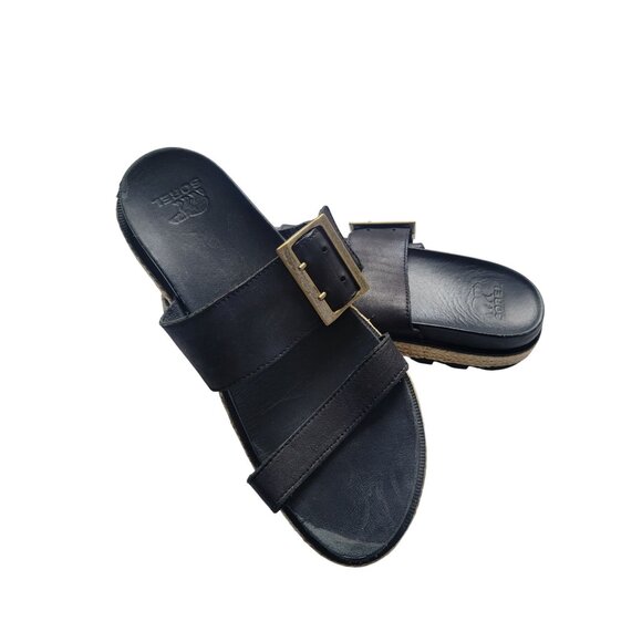 Sorel Women's Roaming Buckle Slide Sandals featuring a leather upper Size 8 - Picture 2 of 8